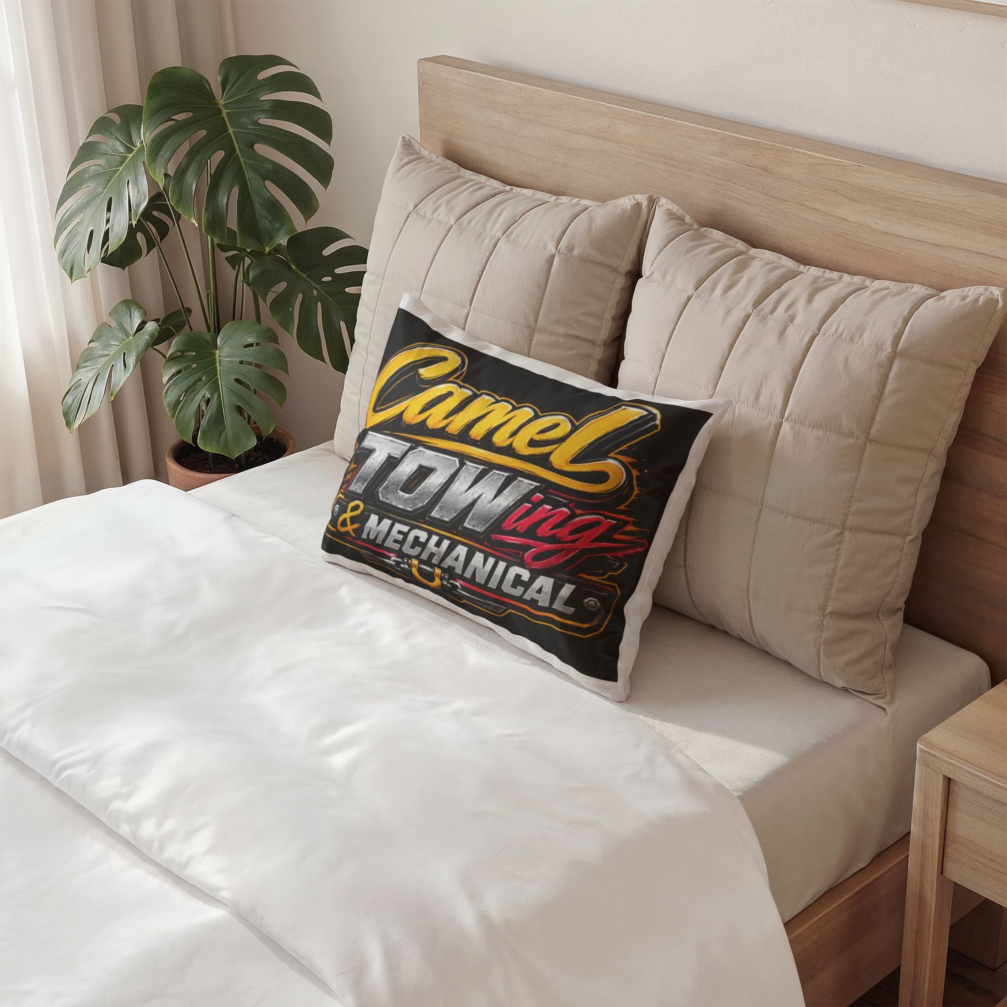 Tow & Mechanical Camel Logo Pillow Sham — Vintage Towtruck Decor