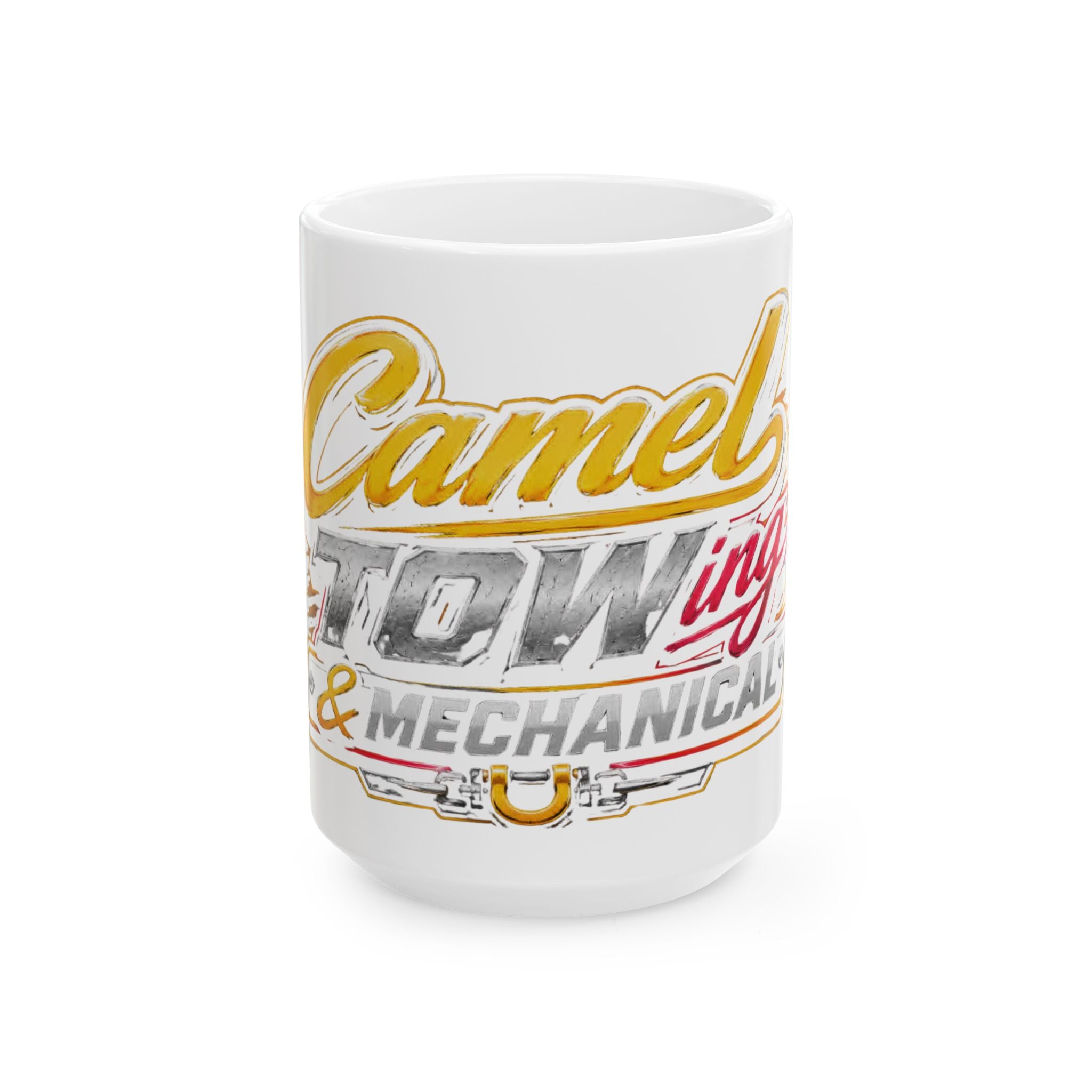 Camelot Towing & Mechanics Retro Logo Mug – Vintage Tow Truck Coffee Cup (11oz, 15oz)